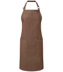 Premier Fairtrade Organic Cotton Denim Bib Apron PR113 - Brown Denim