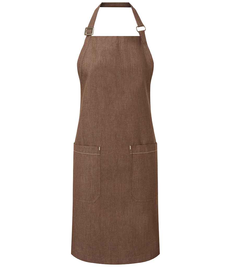 Premier Fairtrade Organic Cotton Denim Bib Apron PR113 - Brown Denim