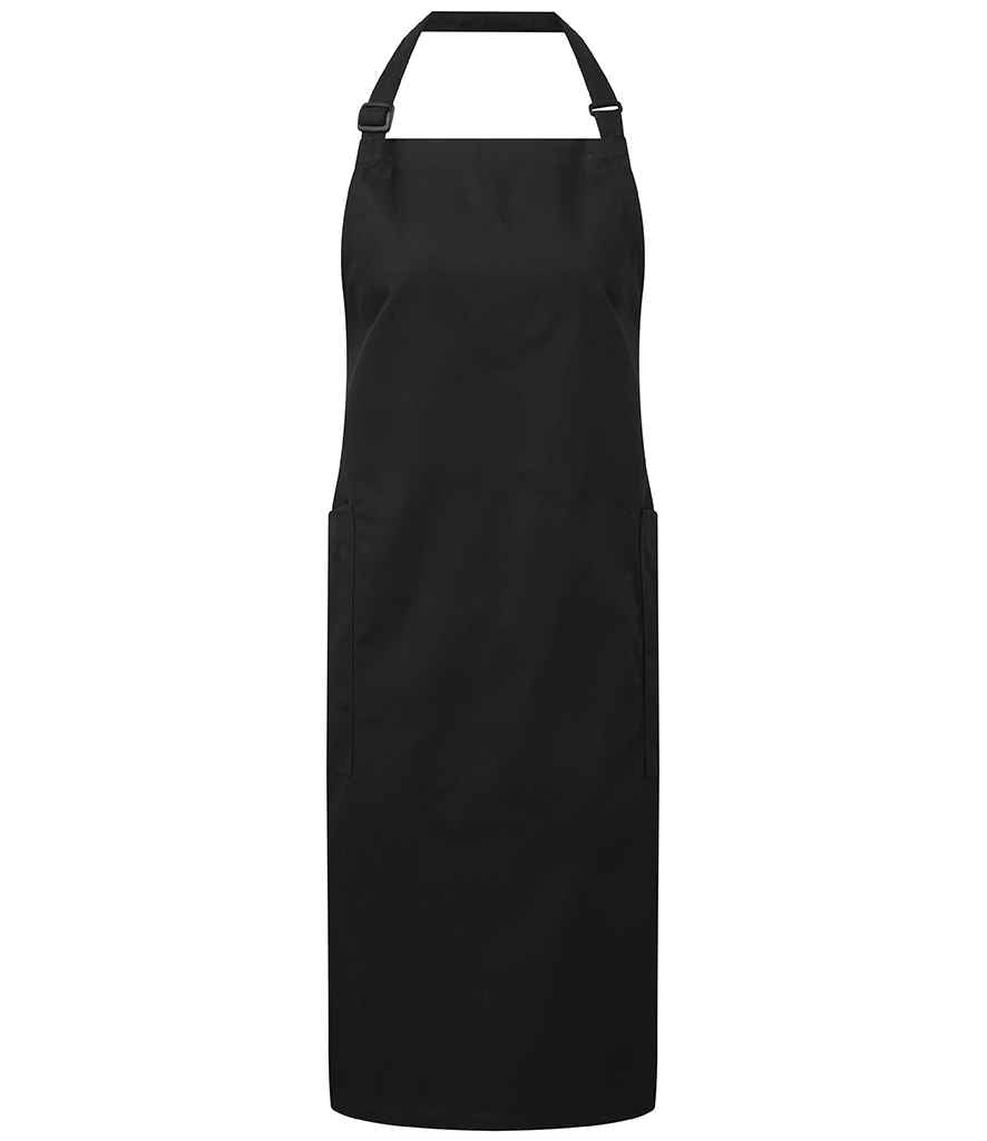 Premier Recycled Polyester and Fairtrade Organic Cotton Bib Apron PR120 - Black