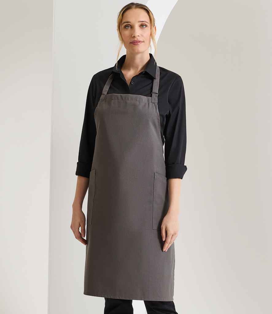 Premier Recycled Polyester and Fairtrade Organic Cotton Bib Apron PR120 - PR120 Dark Grey Model