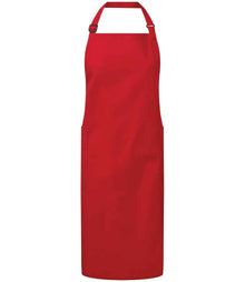 Premier Recycled Polyester and Fairtrade Organic Cotton Bib Apron PR120 - Red