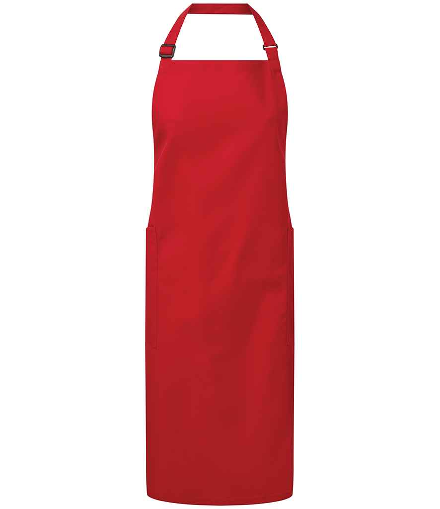 Premier Recycled Polyester and Fairtrade Organic Cotton Bib Apron PR120 - Red