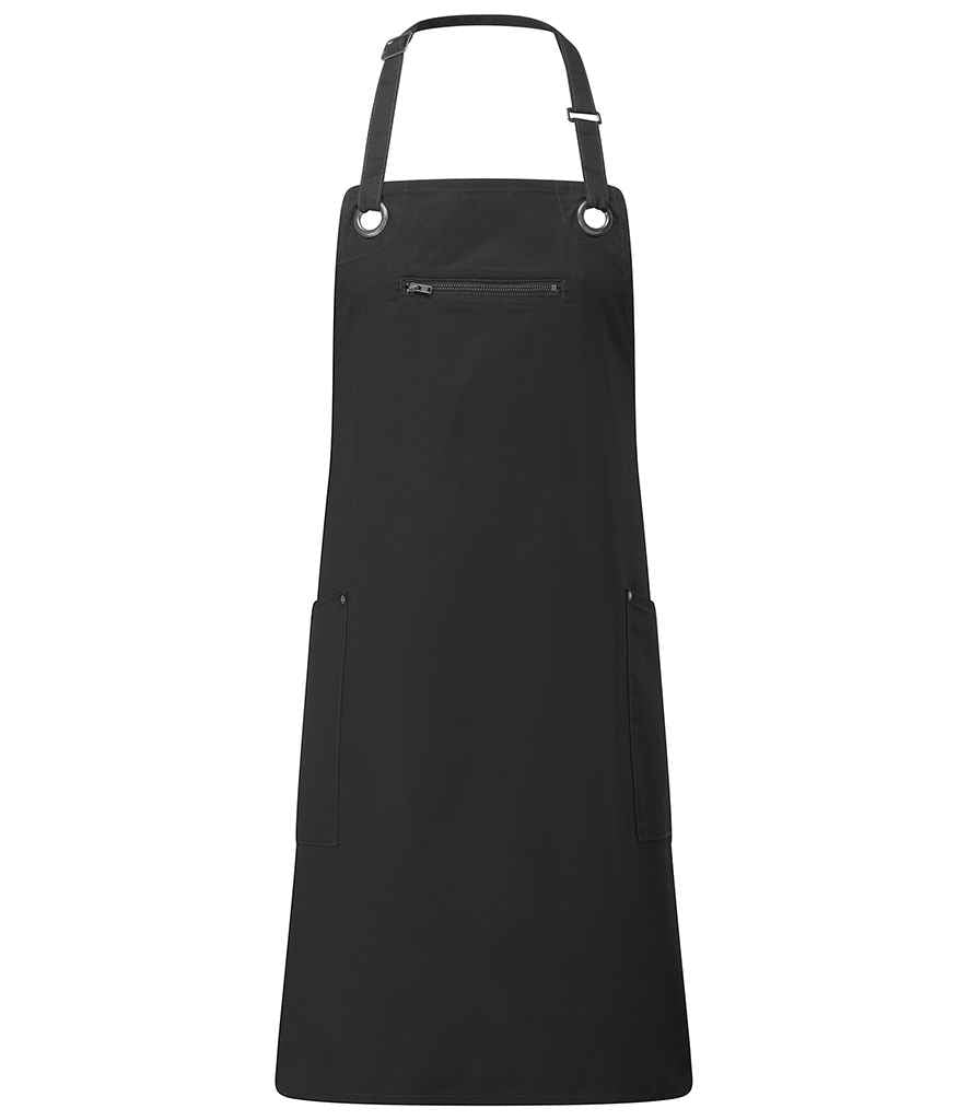 Premier Barley Contrast Stitch Bib Apron PR121 - Black/Charcoal