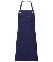Premier Barley Contrast Stitch Bib Apron PR121 - Navy/Camel