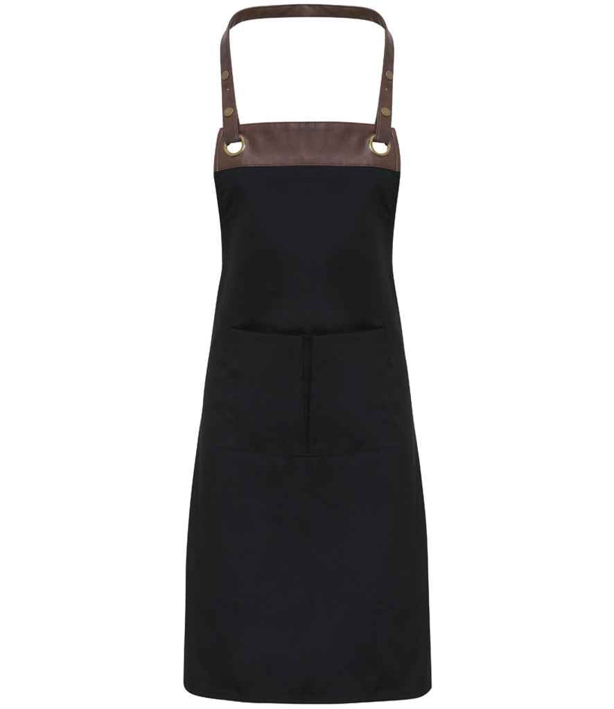 Premier Espresso Bib Apron PR123 - Black/Brown