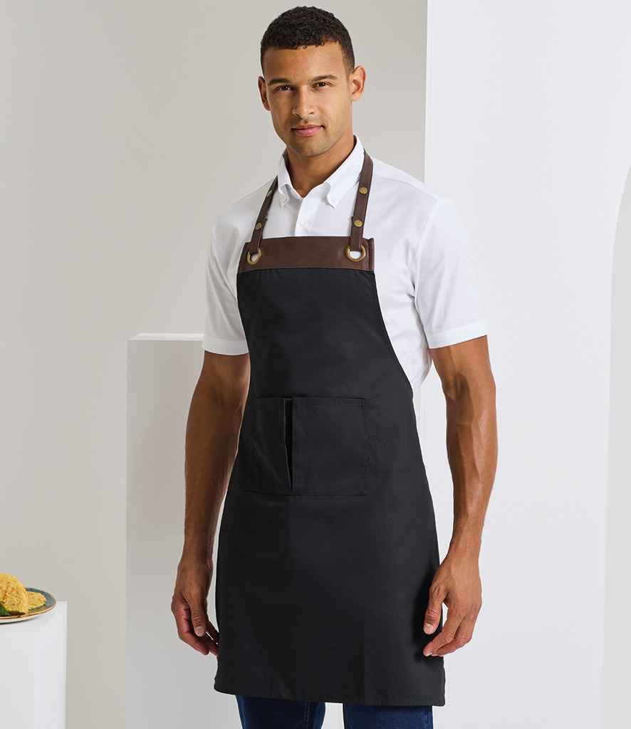 Premier Espresso Bib Apron PR123 - PR123 Black/Brown Model