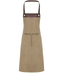 Premier Espresso Bib Apron PR123 - Khaki/Brown