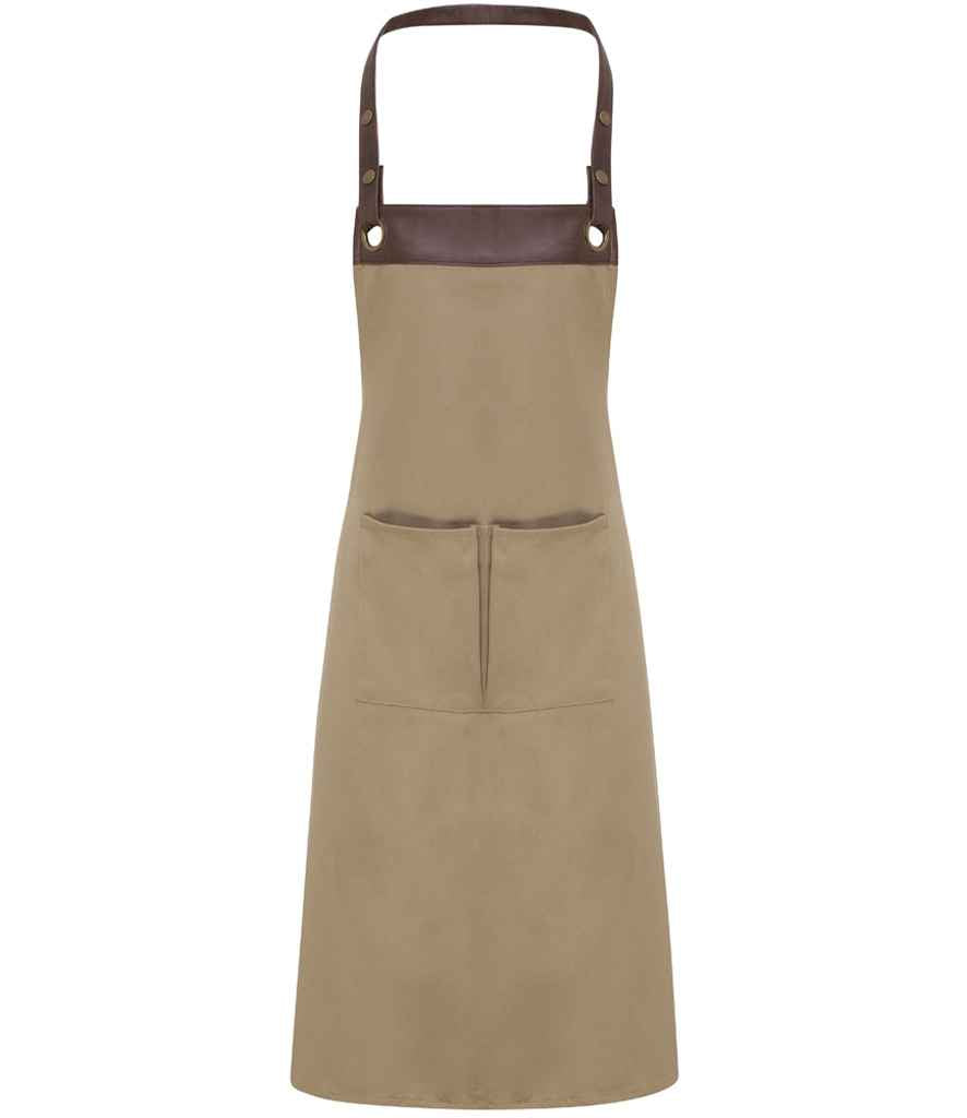 Premier Espresso Bib Apron PR123 - Khaki/Brown