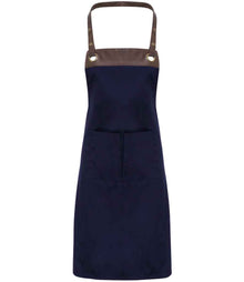 Premier Espresso Bib Apron PR123 - Navy/Brown
