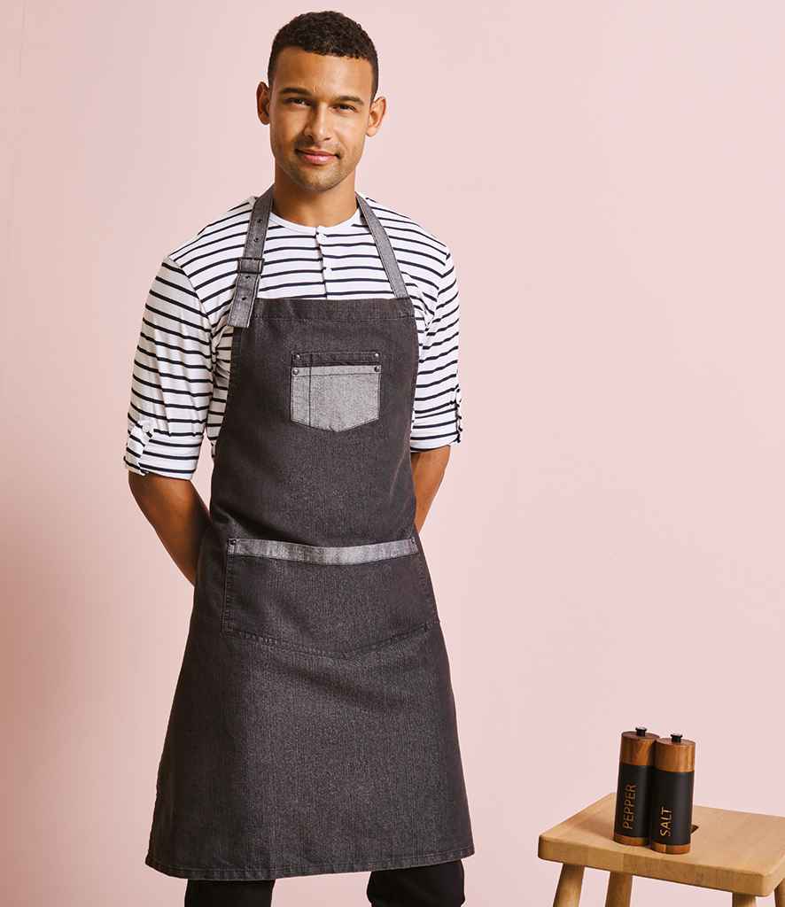 Premier Domain Bib Apron PR127 - PR127 Black Denim Model