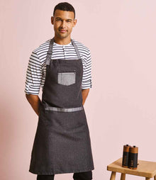 Premier Domain Bib Apron PR127 - PR127 Black Denim Model