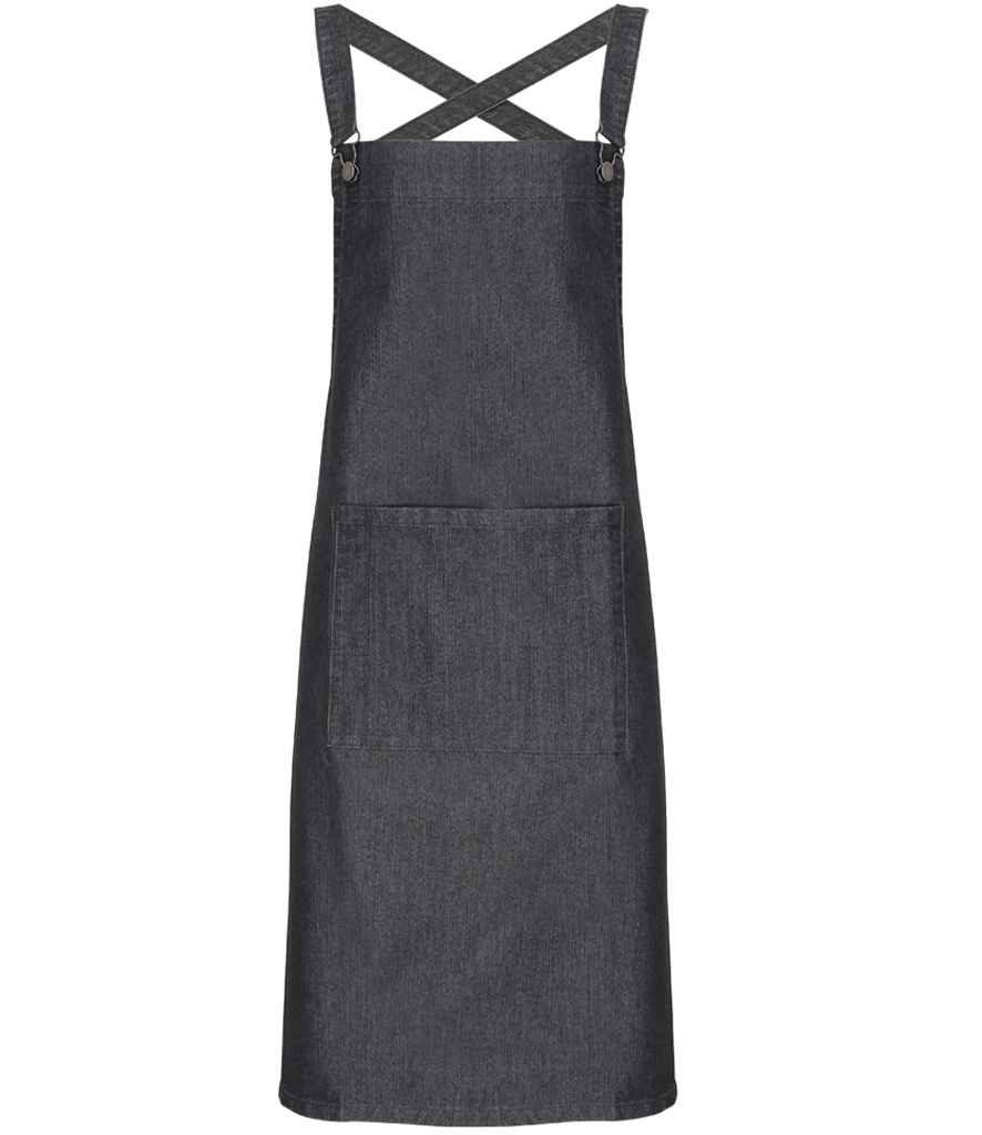Premier Cross Back Barista Bib Apron PR129 - Black Denim