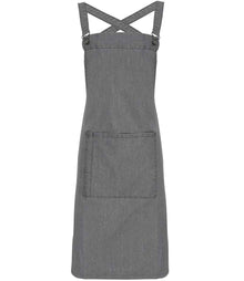 Premier Cross Back Barista Bib Apron PR129 - Grey Denim