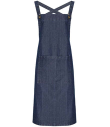 Premier Cross Back Barista Bib Apron PR129 - Indigo Denim