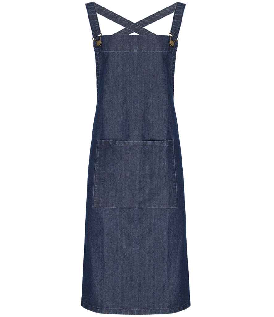 Premier Cross Back Barista Bib Apron PR129 - Indigo Denim