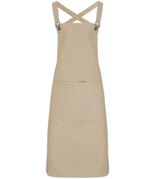 Premier Cross Back Barista Bib Apron PR129 - Khaki