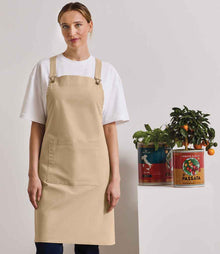 Premier Cross Back Barista Bib Apron PR129 - PR129 Khaki Model
