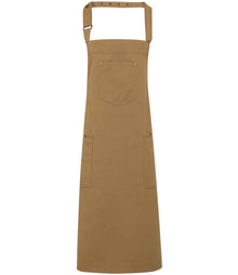 Premier Cotton Chino Bib Apron PR132 - Khaki