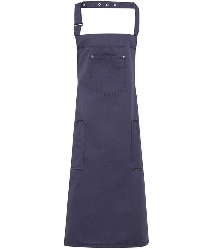 Premier Cotton Chino Bib Apron PR132 - Steel