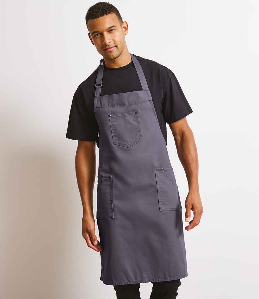 Premier Cotton Chino Bib Apron PR132 - PR132 Steel Model