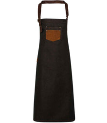 Premier Division Bib Apron PR136 - Black/Tan Denim