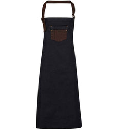 Premier Division Bib Apron PR136 - Indigo Denim/Brown Denim