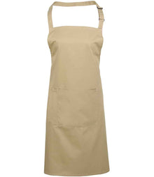 Premier 'Colours' Bib Apron with Pocket PR154 - Khaki