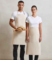 Premier 'Colours' Bib Apron with Pocket PR154 - PR154 Natural Model
