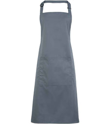 Premier 'Colours' Bib Apron with Pocket PR154 - Steel
