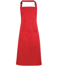 Premier 'Colours' Bib Apron with Pocket PR154 - Strawberry Red