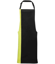 Premier Contrast Bib Apron PR162 - Black/Lime Green
