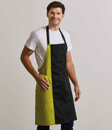 Premier Contrast Bib Apron PR162 - PR162 Black/Lime Green Model