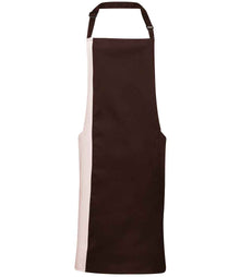 Premier Contrast Bib Apron PR162 - Brown/Natural