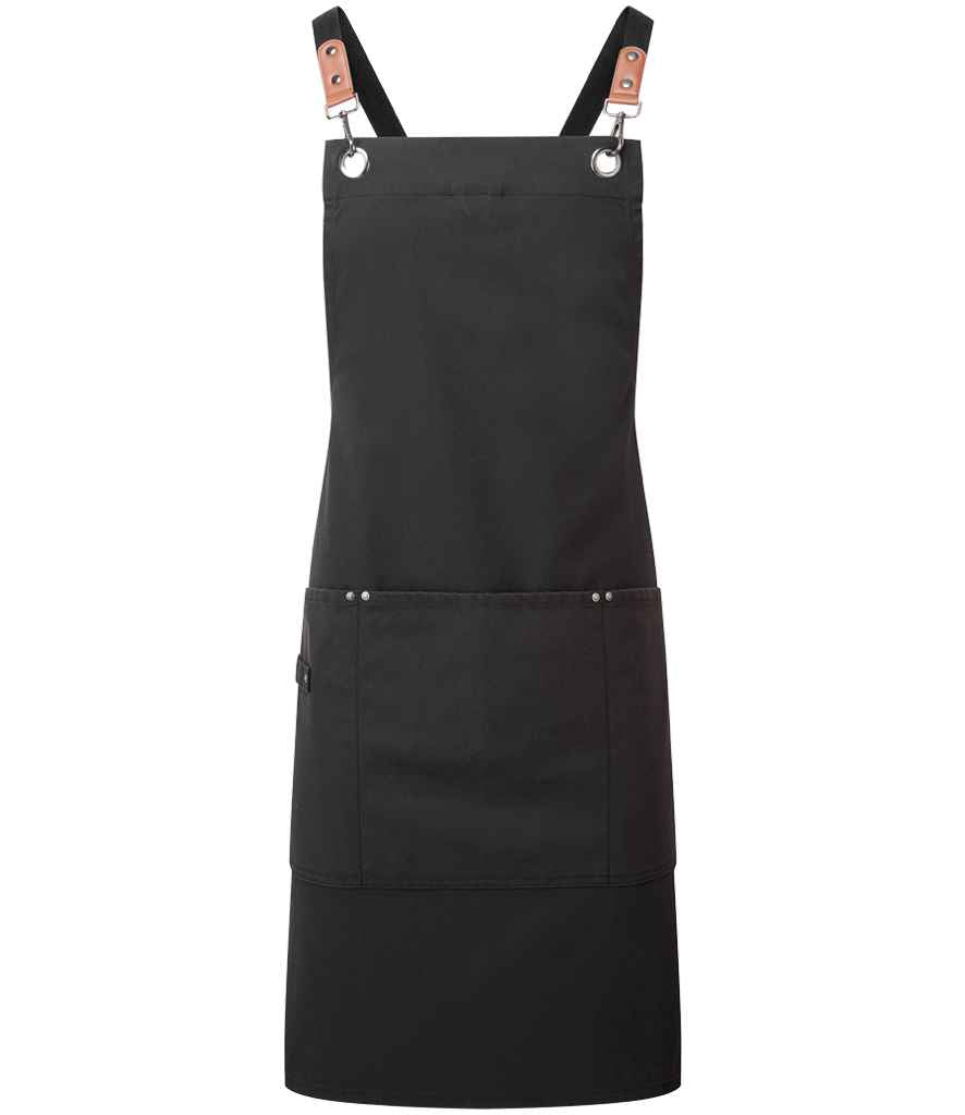 Premier Clip 'n' Clasp Cross Back Bib Apron PR182 - Black