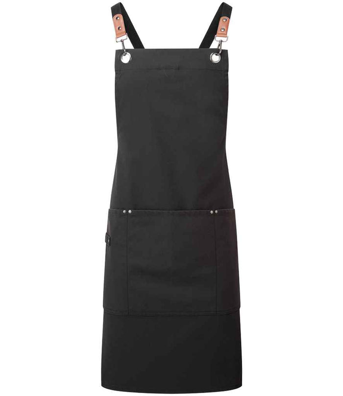 Premier Clip 'n' Clasp Cross Back Bib Apron PR182 - Black