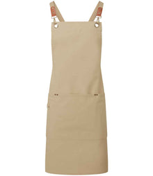 Premier Clip 'n' Clasp Cross Back Bib Apron PR182 - Khaki