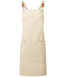 Premier Clip 'n' Clasp Cross Back Bib Apron PR182 - Natural