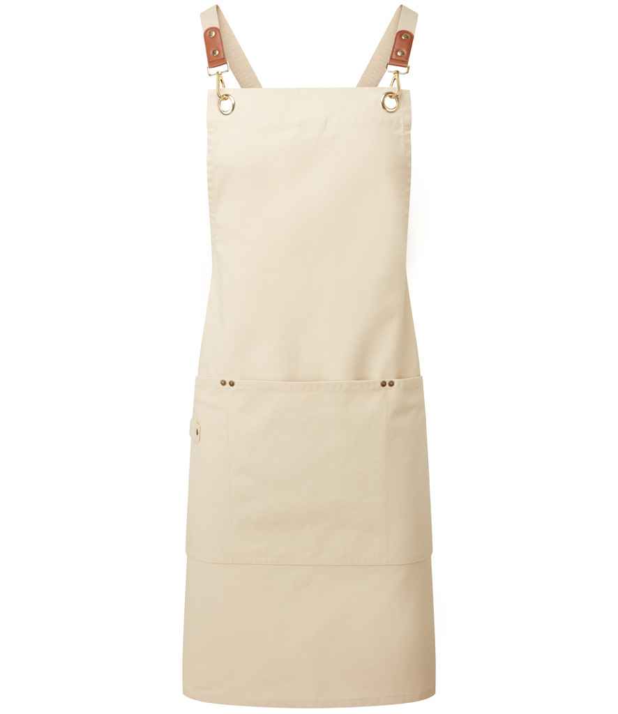Premier Clip 'n' Clasp Cross Back Bib Apron PR182 - Natural
