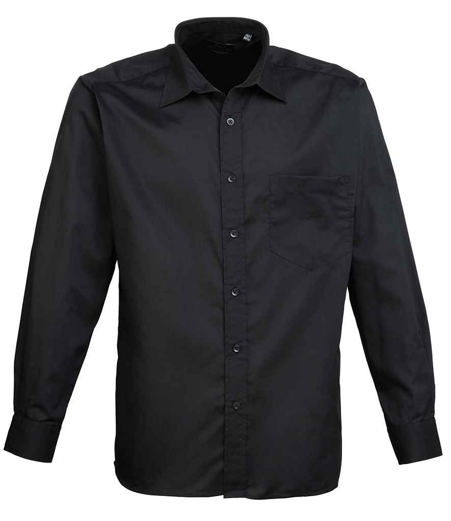 Premier Long Sleeve Poplin Shirt PR200 - Black