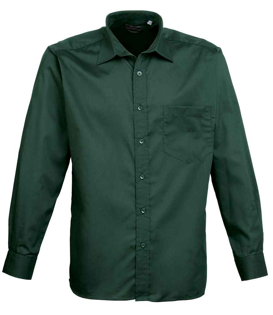 Premier Long Sleeve Poplin Shirt PR200 - Bottle Green