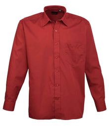 Premier Long Sleeve Poplin Shirt PR200 - Burgundy