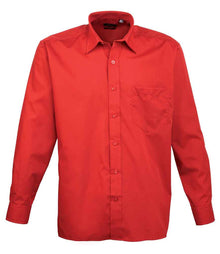 Premier Long Sleeve Poplin Shirt PR200 - Red