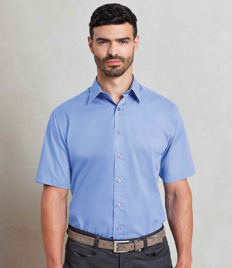 Premier Short Sleeve Poplin Shirt PR202 - PR202 Mid Blue Model