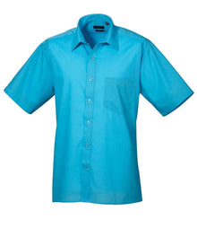 Premier Short Sleeve Poplin Shirt PR202 - Turquoise Blue