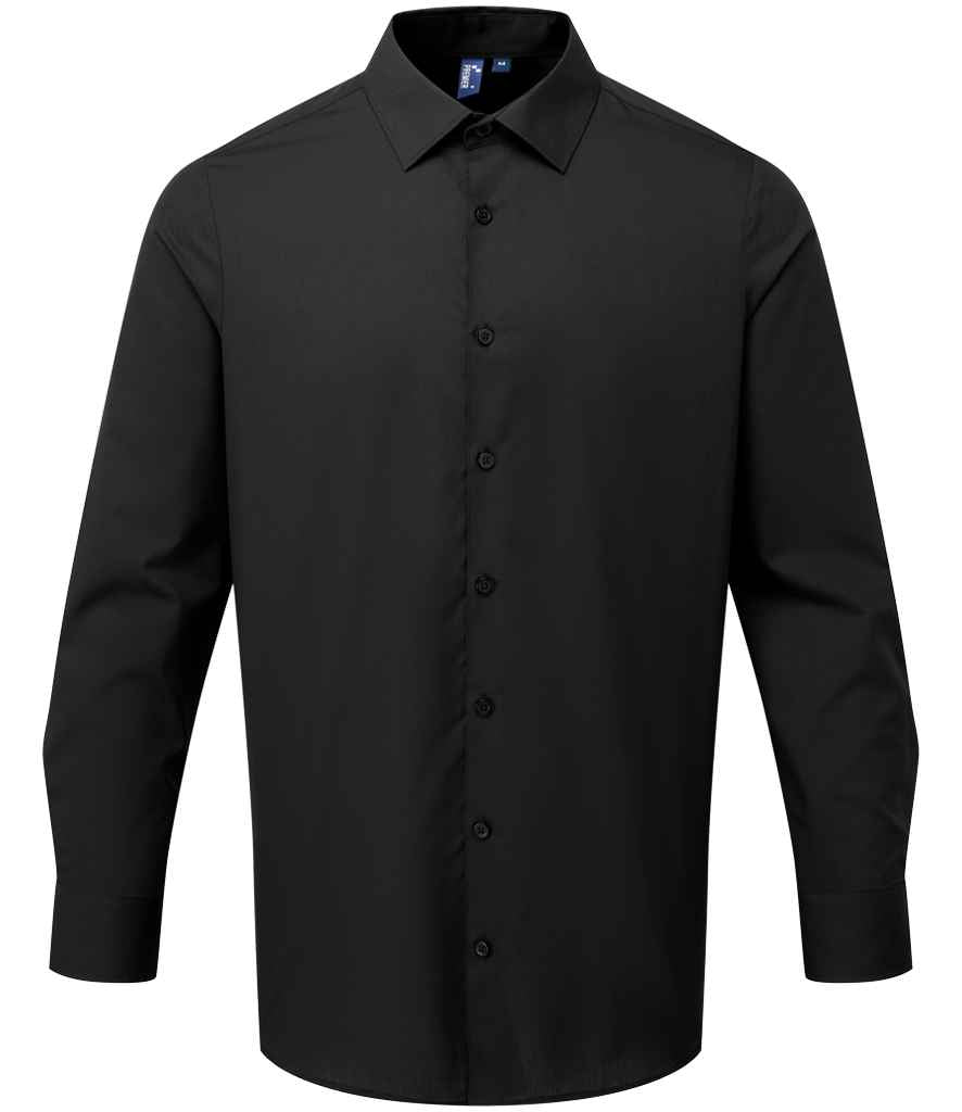 Premier Recyclight® Long Sleeve Poplin Shirt PR203 - Black