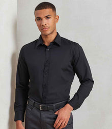Premier Long Sleeve Fitted Poplin Shirt PR204 - PR204 Black Model
