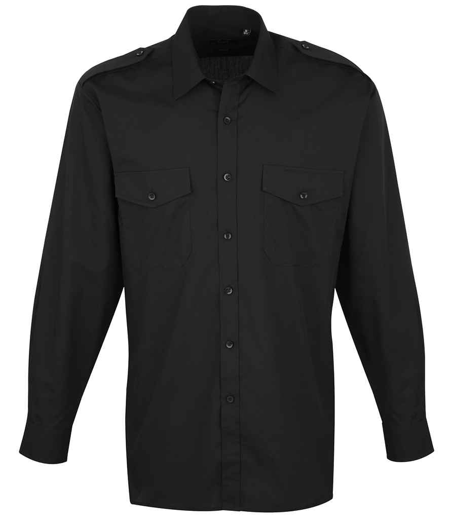 Premier Long Sleeve Pilot Shirt PR210 - Black