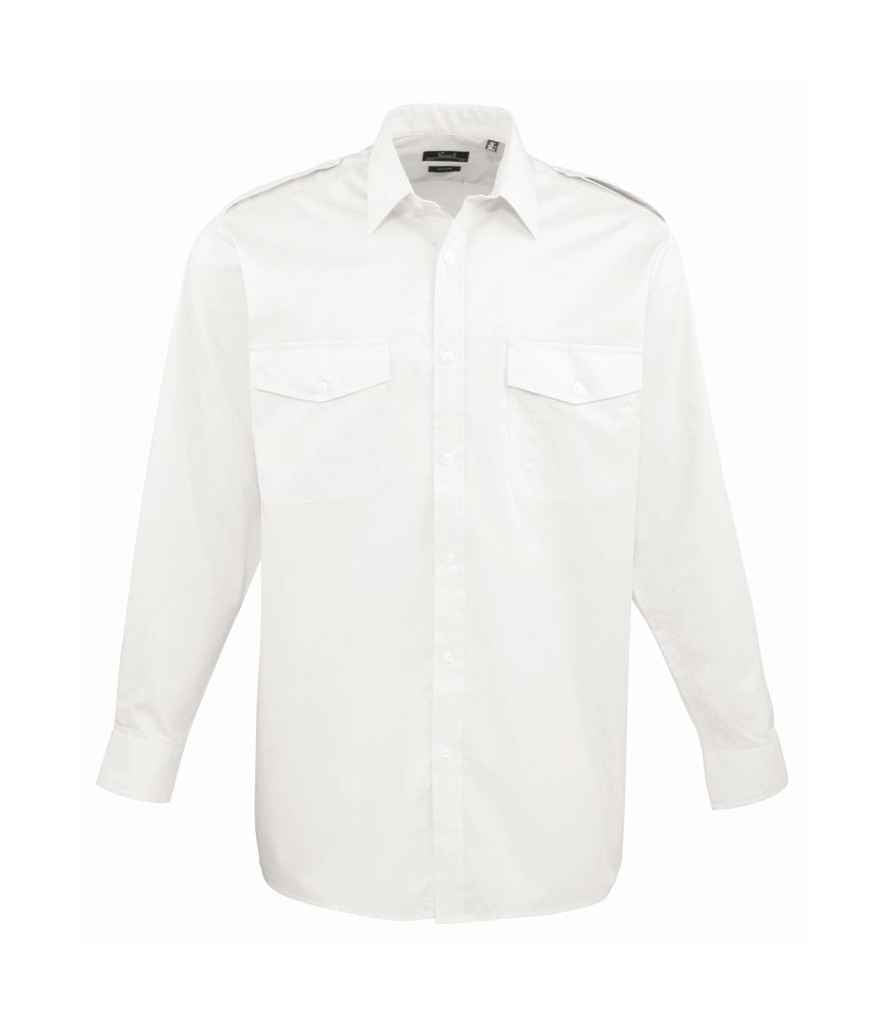 Premier Long Sleeve Pilot Shirt PR210 - White
