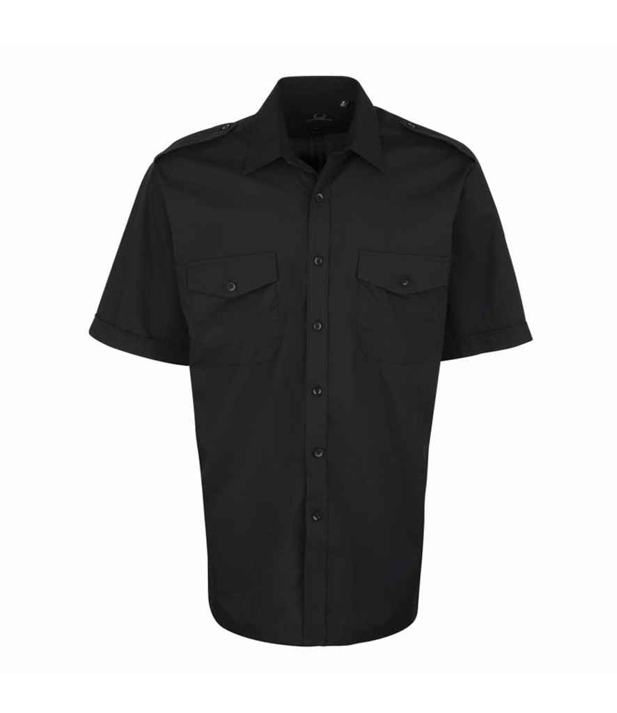 Premier Short Sleeve Pilot Shirt PR212 - Black