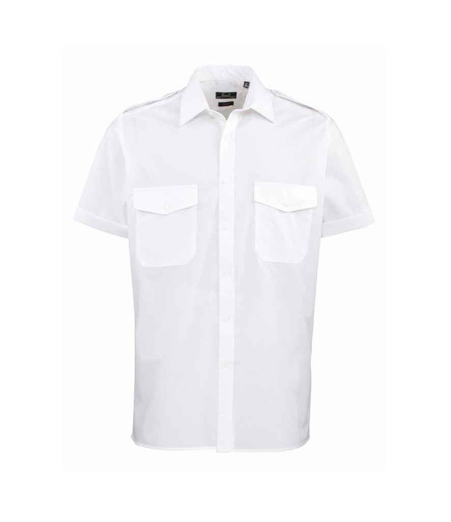 Premier Short Sleeve Pilot Shirt PR212 - White